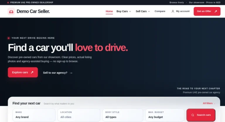 Demo Car Seller — Autovista — website screenshot