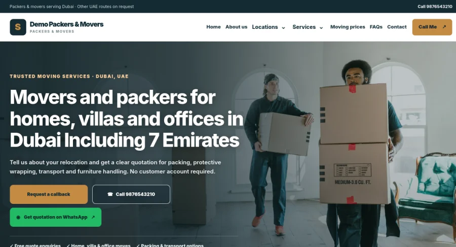 Dubai Packers & Movers — Service Website — website screenshot