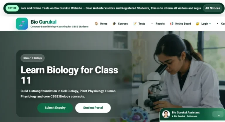 Bio Gurukul — Coaching & Student Portal — website screenshot