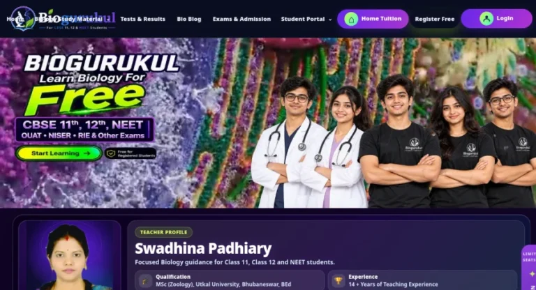 BioGurukul — Biology Learning Portal — website screenshot