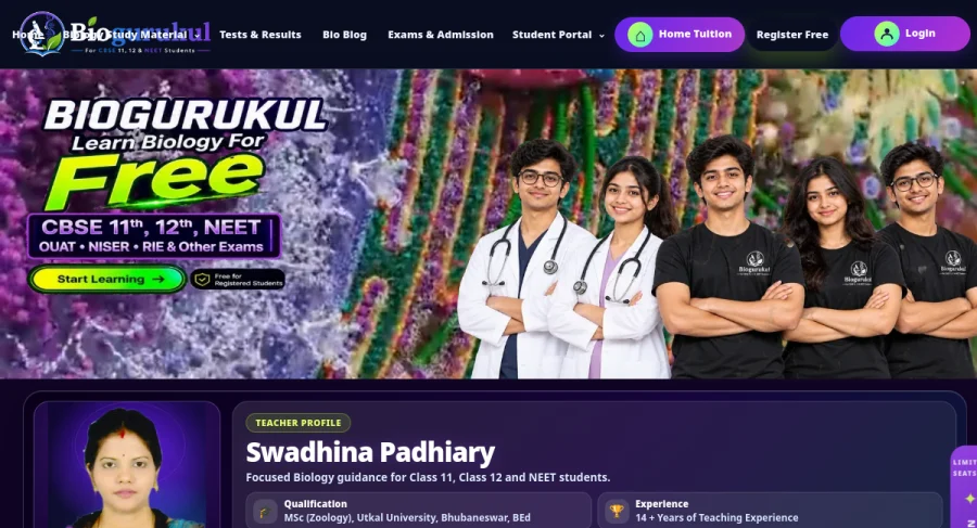 BioGurukul — Biology Learning Portal — website screenshot