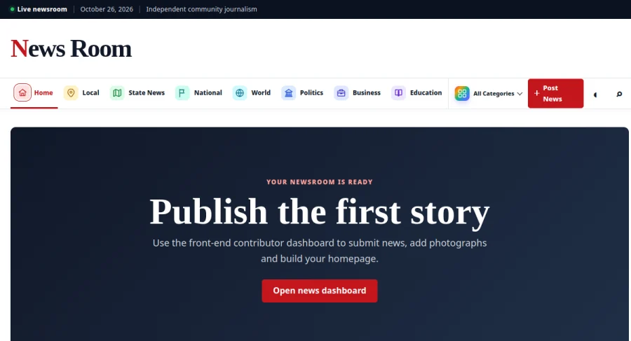 News Room — Digital News Portal — website screenshot