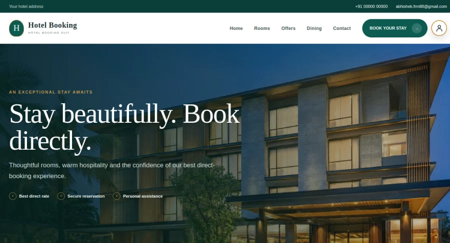 Hotel Booking Suite — Reservations — website screenshot