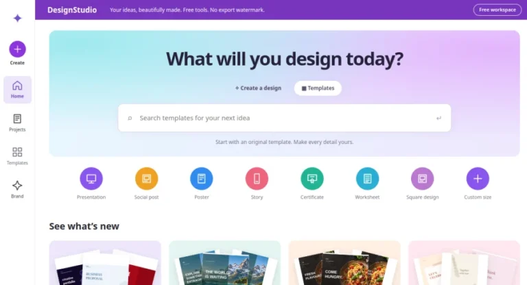 Creative Workspace — Design Editor — website screenshot